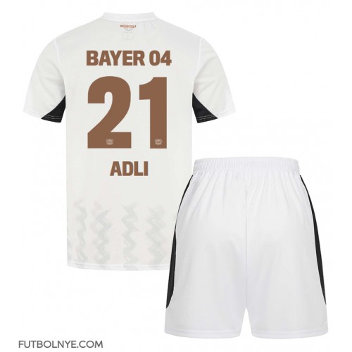 Camiseta Bayer Leverkusen Amine Adli #21 Visitante Equipación para niños 2024-25 manga corta (+ pantalones cortos)